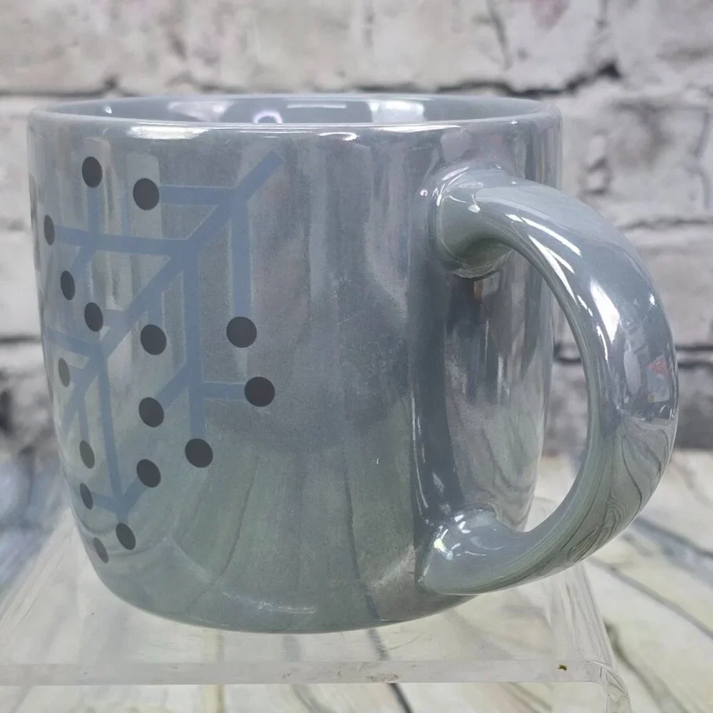 Dunkin Donuts Mug‎ 2014 Snowflake Pearlescent Gray Ceramic Holiday Coffee Cup